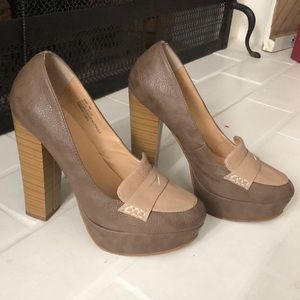 Marco Santi Kyle Nude Heel Penny Loafers